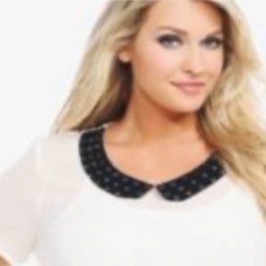 Studded Collar Sheer Top